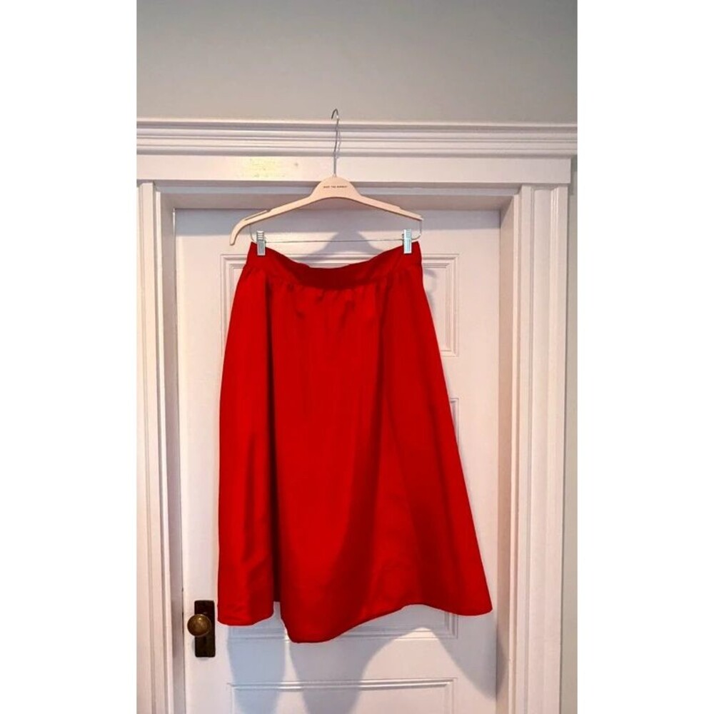 Cherry Red Taffeta Party Skirt - Women’s L - Midi Length Holiday - Picture 4 of 5